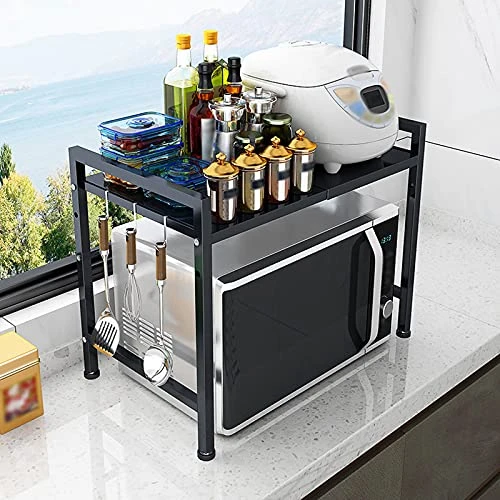 Microwave Oven Rack 2 Tier Extendable Microwave Oven Rack Heavy Duty Microwave Stand Shelf Free Standing Kitchen Countertop Organiser Rack With Hooks Kitchen Storage Rack 6 Microwave Oven Rack 2 Tier Extendable Microwave Oven Rack Heavy Duty Microwave Stand Shelf Free Standing Kitchen Countertop Organiser Rack With Hooks Kitchen Storage Rack - Image 6