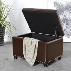 Decent Home Leather Storage Ottoman Foot Rest Stool With Nailhead Trim (Dark Brown) -Songmics Furniture Shop 51foRAf7twL