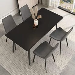 Dining Table 47" Rectangular Black Kitchen Table With Sintered Stone Table Top And Metal Legs Modern Dinner Table For Dining Room 17 Dining Table 47" Rectangular Black Kitchen Table With Sintered Stone Table Top And Metal Legs Modern Dinner Table For Dining Room -Songmics Furniture Shop 51ftK0hH10L. AC