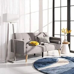 Safavieh Home Murray Modern Dark Grey And Natural Foldable Futon Sofa Bed