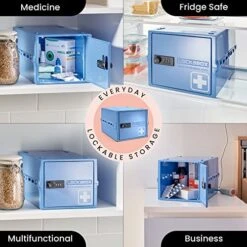 Lockabox One™ | Premium Medicine Lock Box For Medication, Vitamins & Supplements | One Size 12 X 8 X 6.6 Inches Externally (Medi Blue) -Songmics Furniture Shop 51fx0KCIG2L
