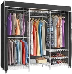 VIPEK V5C Heavy Duty Covered Clothes Rack Portable Bedroom Armoires Rack, Black Metal Clothing Rack With Black Cover, Adjustable Custom Freestanding Closet Wardrobe, Max Load 800LBS -Songmics Furniture Shop 51fxej3U8yL. AC