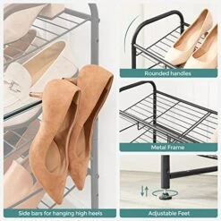 SONGMICS Stackable Shoe Rack, 3-Tier Shoe Rack Storage Organizer, Holds Up To 12 Pairs, Steel, 27 X 10.8 X 19.5 Inches, For High Heels, Sneakers, Slippers, In The Entryway, Closet, Black ULMR066B01 -Songmics Furniture Shop 51gAvY9MFdL