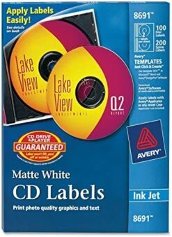 Avery CD Labels - 100 Disc Labels & 200 Spine Labels (8691) & CD/DVD Jewel Case Inserts For Ink Jet Printers, White, Pack Of 20 (8693) - Matte White -Songmics Furniture Shop 51gBxALgM L. AC