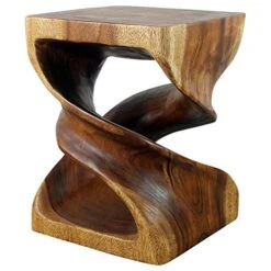 Haussmann® Wood Double Twist End Table 15 X 15 X 20 In High Walnut Oil