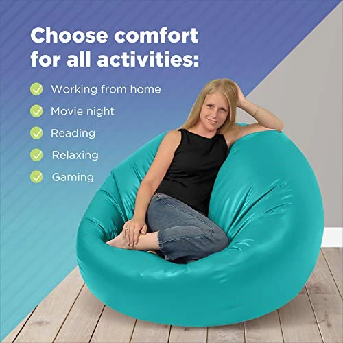 Bean Products Large Vinyl Bean Bag Chair | Filled W/Polystyrene Beads & CertiPUR Foam | Made In USA | 36”W, 36”L, 40”H | 20lb | Available In 2 Sizes | Perfect For Adults, Teens & Kids | Purple 2 Bean Products Large Vinyl Bean Bag Chair | Filled W/Polystyrene Beads & CertiPUR Foam | Made In USA | 36”W, 36”L, 40”H | 20lb | Available In 2 Sizes | Perfect For Adults, Teens & Kids | Purple - Image 2
