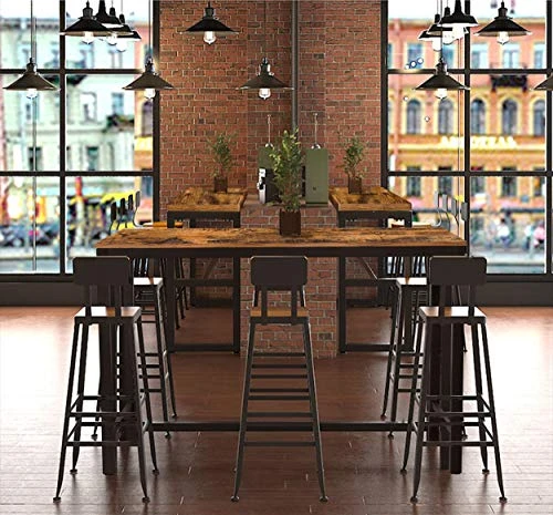 MUPATER 47'' High Bar Table Industrial Dining Table, Tall Counter Height Pub Table For Dining Room, Kitchen Or Living Room, 47.2''L X 23.6''W X 41.7''H, Rustic Brown 4 MUPATER 47'' High Bar Table Industrial Dining Table, Tall Counter Height Pub Table For Dining Room, Kitchen Or Living Room, 47.2''L X 23.6''W X 41.7''H, Rustic Brown - Image 4
