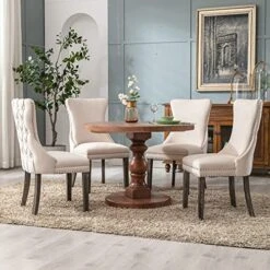 KCC Velvet Dining Chairs Set Of 4, Tufted Upholstered Wingback High-end Dining Kitchen Chair With Nailhead Solid Wood Legs, Contemporary Nikki Collection Modern Style, Beige 20 KCC Velvet Dining Chairs Set Of 4, Tufted Upholstered Wingback High-end Dining Kitchen Chair With Nailhead Solid Wood Legs, Contemporary Nikki Collection Modern Style, Beige -Songmics Furniture Shop 51gKOJo2WQL