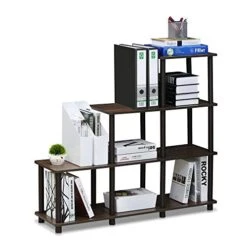 FURINNO 3 Shelves, Turn-N-Tube Ladder Space Shelf, Walnut/Brown -Songmics Furniture Shop 51gRXvqFGeL
