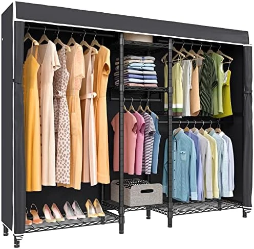 VIPEK V6C Heavy Duty Covered Clothes Rack Portable Wardrobe Closet, 5 Tiers Wire Garment Rack Black Metal Clothing Rack With Grey Oxford Fabric Cover, 75.6" L X 18.5" W X 76.8" H, Max Load 780 LBS 11 VIPEK V6C Heavy Duty Covered Clothes Rack Portable Wardrobe Closet, 5 Tiers Wire Garment Rack Black Metal Clothing Rack With Grey Oxford Fabric Cover, 75.6" L X 18.5" W X 76.8" H, Max Load 780 LBS - Image 11