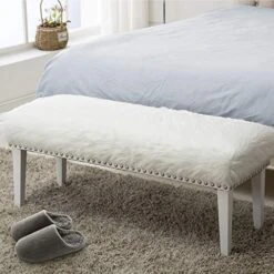 Alunaune White Bed Bench For Bedroom End Of Bench, Faux Fur Ottoman Bench Upholstered Modern Decorative Fluffy Small Entryway Bench Footrest Stool Wood Legs 12 Alunaune White Bed Bench For Bedroom End Of Bench, Faux Fur Ottoman Bench Upholstered Modern Decorative Fluffy Small Entryway Bench Footrest Stool Wood Legs -Songmics Furniture Shop 51gTZZjXFKL