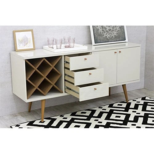 Manhattan Comfort Utopia Sideboard Buffet Stand, Off Off White And Maple Cream 5 Manhattan Comfort Utopia Sideboard Buffet Stand, Off Off White And Maple Cream - Image 5