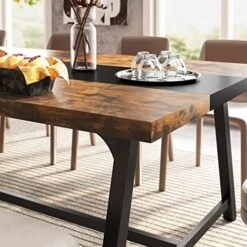 Tribesigns Dining Table For 8 People, 70.87-inch Rectangular Wood Kitchen Table With Strong Metal Frame, Industrial Large Long Dining Room Table For Big Family (Rustic Brown) 11 Tribesigns Dining Table For 8 People, 70.87-inch Rectangular Wood Kitchen Table With Strong Metal Frame, Industrial Large Long Dining Room Table For Big Family (Rustic Brown) -Songmics Furniture Shop 51gTtAtxflL