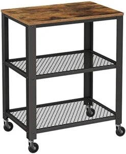 VASAGLE ALINRU Kitchen Cart, Food Storage Shelf With Metal Mesh Basket, Bottle Holder And Storage Shelves, 15.7 X 31.5 X 34.1 Inches, Industrial Style, Rustic Brown UKKS80X -Songmics Furniture Shop 51gVOSljsL. AC