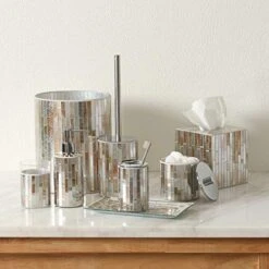 KMwares Decorative Wastebasket/Trash Can/Garbage Can For Home Accent, Kitchen, Bathroom Accessories, Office Decoration - Mosaic Glass -Songmics Furniture Shop 51gXPVG6RzL