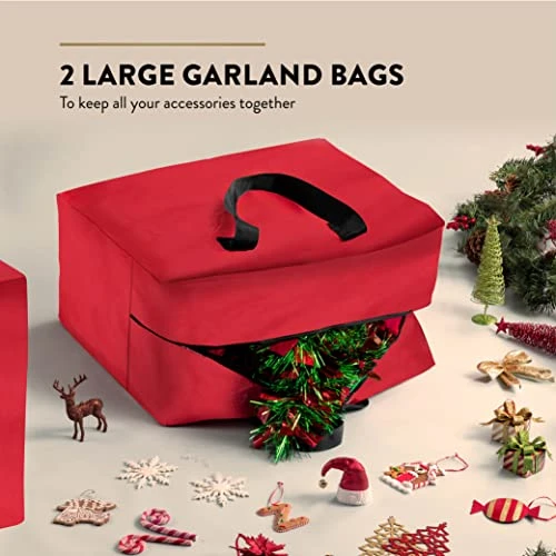 Zober 3-Pack Christmas Artificial Tree Storage Bag And Two Garland Bags; Holiday Tree Storage For Trees Up To 9 Ft, Includes Card Slot, Dual Zipper, And Carry Handles; Tearproof 600D Oxford Material 4 Zober 3-Pack Christmas Artificial Tree Storage Bag And Two Garland Bags; Holiday Tree Storage For Trees Up To 9 Ft, Includes Card Slot, Dual Zipper, And Carry Handles; Tearproof 600D Oxford Material - Image 4