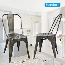 Metal Dining Chairs Indoor-Outdoor Stackable Chic Restaurant Side Bistro Chair Set Of 4, 18 Inch Seat Height, 330LBS Weight Capacity Cafe Tolix Kitchen Farmhouse Pub Trattoria Industrial Bar Chairs 20 Metal Dining Chairs Indoor-Outdoor Stackable Chic Restaurant Side Bistro Chair Set Of 4, 18 Inch Seat Height, 330LBS Weight Capacity Cafe Tolix Kitchen Farmhouse Pub Trattoria Industrial Bar Chairs -Songmics Furniture Shop 51gb22QvlsL