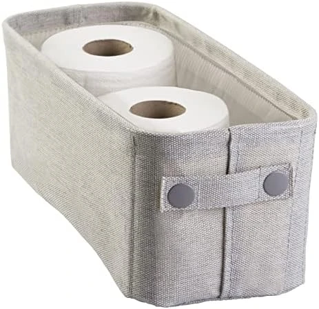 MDesign Narrow Fabric Storage Bin Basket With Handles For Bathroom Closet, Vanity, Cabinet, Cubby, Countertop, Tall Slim Baskets For Towels, Toilet Tissue, Crane Collection - Light Gray 11 MDesign Narrow Fabric Storage Bin Basket With Handles For Bathroom Closet, Vanity, Cabinet, Cubby, Countertop, Tall Slim Baskets For Towels, Toilet Tissue, Crane Collection - Light Gray - Image 11