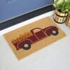 Avera Products | Pumpkin Truck, Natural Coir Fiber Doormat, Anti-Slip Rubber Mat Back