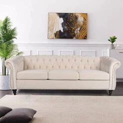 NOSGA Modern Contemporary Sofa Couch With Deep Button Tufting Dutch Velvet, Solid Wood Frame And Wood Legs (Gray) 17 NOSGA Modern Contemporary Sofa Couch With Deep Button Tufting Dutch Velvet, Solid Wood Frame And Wood Legs (Gray) -Songmics Furniture Shop 51gjFiX8D0L. AC