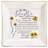 XJF To My Daughter Gift From Mother, Daughter Ceramic Jewelry Trinket Dish, Birthday, Graduation, Christmas, Gift For Daughter From Mother