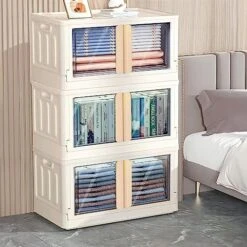 4Pcs Plastic Storage Containers With Handle For Clothes Organizing Cabinet Stackable Lidded Storage Bins With Wheel,8.5Gal Collapsible Storage Box For Snacks Pantry Bedroom Closet Playroom Office -Songmics Furniture Shop 51gw2MaHnEL. AC