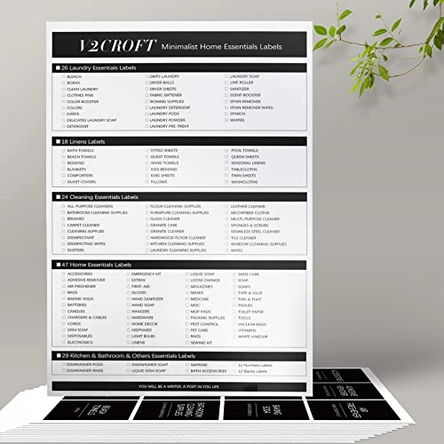 V2croft 144 PCS Minimalist Laundry Room Labels Set, Water Resistant Stickers,Water/Oil Resistant Stickers For Laundry Room, Linen Closet Home Bathroom And The Beauty Organization(Black 5 V2croft 144 PCS Minimalist Laundry Room Labels Set, Water Resistant Stickers,Water/Oil Resistant Stickers For Laundry Room, Linen Closet Home Bathroom And The Beauty Organization(Black - Image 5