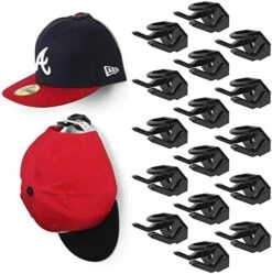 Modern JP Adhesive Hat Hooks For Wall (16-Pack) - Hat Rack For Baseball Caps, Minimalist Hat Display, Strong Hold Hat Hangers For Wall - U.S. Patent Pending, Black -Songmics Furniture Shop 51h4M 1CdsL. AC