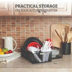 ELTOW Countertop Silverware Caddy W/Handle, 8 Compartment Paper Plate & Cutlery Caddy For Plates, Bowls, Forks, Spoons, Knives, Napkins, Flatware & Utensil Holder For Party, Picnic, Home, RV - Black 13 ELTOW Countertop Silverware Caddy W/Handle, 8 Compartment Paper Plate & Cutlery Caddy For Plates, Bowls, Forks, Spoons, Knives, Napkins, Flatware & Utensil Holder For Party, Picnic, Home, RV - Black -Songmics Furniture Shop 51h5uPBqLmL