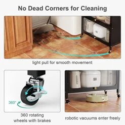 ISPECLE Bakers Racks For Kitchens With Storage, 4 Tier Microwave Stand With Storage Sturdy Kitchen Rack With Wheels For Small Appliances, Easy To Move, Black -Songmics Furniture Shop 51h7b8FPFRL