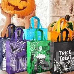 12PCS Halloween Trick Or Treat Bags,Halloween Tote Bags With Handles, Large Gift Bags, Multifunctional Non-Woven Halloween Bags For Gifts Wrapping, Trick Or Treat, Halloween Party Supplies, 15×11.8×3.9" -Songmics Furniture Shop 51hCxwDgH6L
