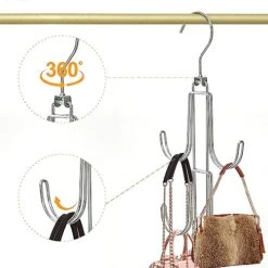 Baoswi 2 Pack Purse Organizer Storage, 4-Tier Hanging Bag Holder, Silver Metal Closet Organization Purse Hanger Backpack Rack Space Saving Hanger -Songmics Furniture Shop 51hHPYPNYuL