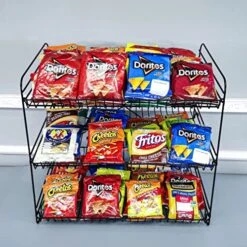 FixtureDisplays® 24" Wide X 14.9" Deep X 23.2" Tall 3-Open-Shelf Wire Rack For Countertop Chips Snack Book Display Organizer Concession Theatre Kitchen Pantry Stand Black 19396-2D -Songmics Furniture Shop 51hK0IinAQL