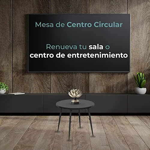 The Shop Circular Coffee Table - Type - 4 Legs - MDF Cover With Laminate - Side Table - Home Decoration - Ideal For Living Room And Dining Room - 80 Cm. Diameter X 44 Cm. (Black) 4 The Shop Circular Coffee Table - Type - 4 Legs - MDF Cover With Laminate - Side Table - Home Decoration - Ideal For Living Room And Dining Room - 80 Cm. Diameter X 44 Cm. (Black) - Image 4