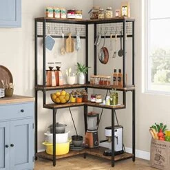 Tribesigns Corner Baker’s Rack For Kitchen, Kitchen Storage Rack With 15 Hanging Hooks, And 8 Shelves, Multipurpose Microwave Stand Spice Organizer, Coffee Bar Station Utility Organization Shelf 10 Tribesigns Corner Baker’s Rack For Kitchen, Kitchen Storage Rack With 15 Hanging Hooks, And 8 Shelves, Multipurpose Microwave Stand Spice Organizer, Coffee Bar Station Utility Organization Shelf -Songmics Furniture Shop 51hPdV9nyyL