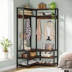 LITTLE TREE Entryway Hall Tree, Rustic Brown 10 LITTLE TREE Entryway Hall Tree, Rustic Brown -Songmics Furniture Shop 51hU0ydrCpL