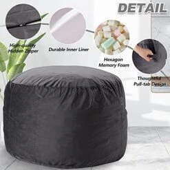HABUTWAY Bean Bag Chair: Giant 4' Memory Foam Furniture Bean Bag Chairs For Adults With Microfiber Cover - 4Ft, Grey -Songmics Furniture Shop 51hWZ1uwEoL