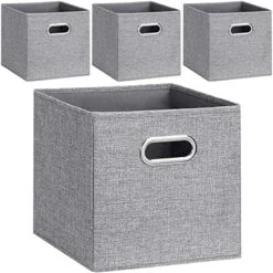 GhvyenntteS Storage Bins [3-Pack] Large Foldable Storage Baskets For Shelves, Sturdy Fabric Cube Storage Bins With 3 Handles For Closet Nursery Cabinet Living Room (Grey, 15" X 11" X 9.6") -Songmics Furniture Shop 51hWi05hDIL. AC