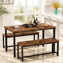 AWQM Dining Table Set For 4, Industrial Kitchen Table And Chairs For 4, Counter Height Pub Bar Table And Chairs Dining Set With Metal Frame, Adjustable Foot Pad For Breakfast, Dining, Kitchen -Songmics Furniture Shop 51hhB5n0iXL. AC 1