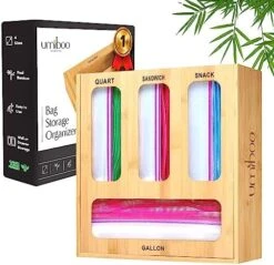 Umiboo Bamboo Ziplock Bag Organizer For Drawer | Zip Lock Bag Organizer | Ziploc Bag Organizer | Storage Bag Organizer | Sandwich Baggie Organizer For Your Kitchen Drawer | Plastic Bag Organizer -Songmics Furniture Shop 51hqJcQqyIL. AC
