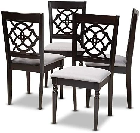 Baxton Studio Renaud Dining Set And Dining Set Grey Fabric Upholstered And Walnut Brown Finished Wood 7-Piece Dining Set 6 Baxton Studio Renaud Dining Set And Dining Set Grey Fabric Upholstered And Walnut Brown Finished Wood 7-Piece Dining Set - Image 6