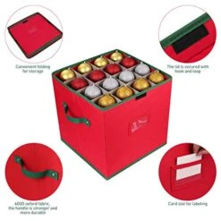 Cabilock Foldable Christmas Ornament Storage Box, Tear Proof 600D Oxford Fabric Handle Cube Lid Storage Container, Keeps 64 Holiday Ornaments, Xmas Baubles Decorations Accessories With Two Handles 8 Cabilock Foldable Christmas Ornament Storage Box, Tear Proof 600D Oxford Fabric Handle Cube Lid Storage Container, Keeps 64 Holiday Ornaments, Xmas Baubles Decorations Accessories With Two Handles -Songmics Furniture Shop 51hsF4Y8AbL