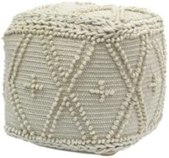 Christopher Knight Home Nina Large Square Casual Pouf, Boho, White Wool And Cotton -Songmics Furniture Shop 51i AgnXRL. AC