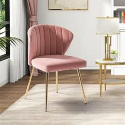 HULALA HOME Velvet Dining Chairs, Modern Small Armless Accent Chair With Gold Metal Legs, Living Room Upholstered Cute Side Chair, Elegant Tufted Back Vanity Chair For Bedroom/Beauty Room-Ivory -Songmics Furniture Shop 51i5MOXZL. AC