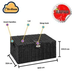 ARPAN Medium Resin Woven Storage Basket Box With Lid & Lock - Black -Songmics Furniture Shop 51i5eyeGTQL