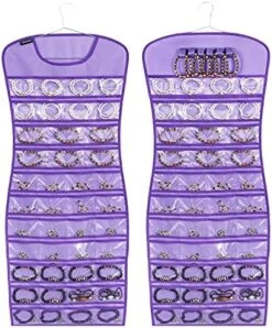 ANZORG Hanging Jewelry Organizer Dual Sided 84 Clear Pockets And 6 Hook Loops Storage For Holding Jewelries Hair Accessories Dress Shaped Earring Holder (84 Pockets And 6 Hook Loops -Grey) -Songmics Furniture Shop 51i6WIt6XL. AC