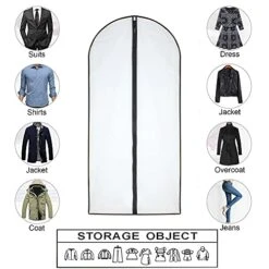 HomeClean Garment Bag (Set Of 6) Black Side Breathable Clear Full Zipper Bags For Clothes Storage (24'' X 40'', Black) -Songmics Furniture Shop 51i6cSLPWHS