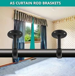 AYSUM 10 Pack 1 Inch Curtain Rod Ceiling-Mount Bracket Curtain Rod Brackets, Shower Curtain Closet Rod Holders For 1 Inch Rod, Wardrobe Pole Flange Socket With Matching Screws, Black -Songmics Furniture Shop 51iA1auJR9S