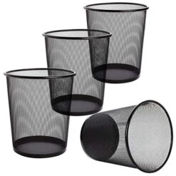 LAWEI 4 Pack Trash Can Mesh Round Open Top Wastebasket - 2.5 Gallon Recycling Bins Garbage Waste Baskets For Office Home
