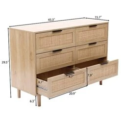 LuxenHome 6-Drawer Wood Dresser, Accent Drawer Dresser, Wood Chest With Metal Handle, Sturdy Frame Modern Bedroom Furniture, Chest Of Drawers, Storage Drawers Or Closet For Hallway, Bedroom -Songmics Furniture Shop 51iJJtN9RjL